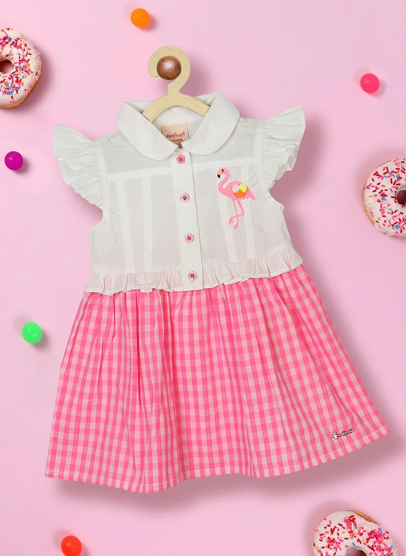 نوتيناتي فستان بناتي قطن % كاروهات بنقشة فلامنجو بياقة بيتر بان